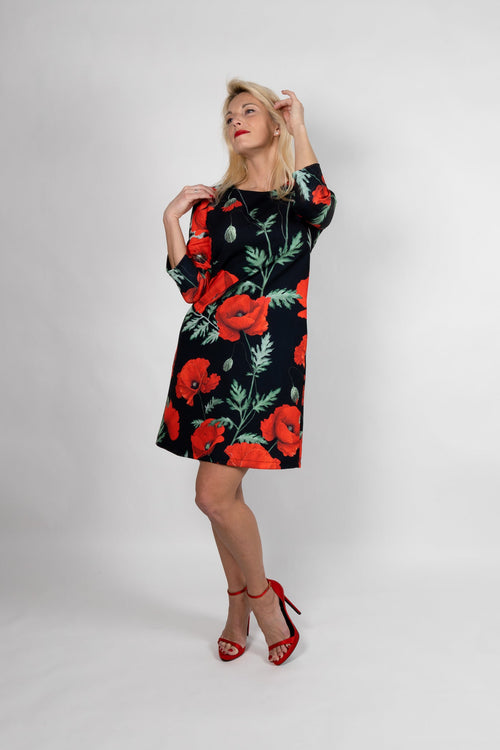 Dress 60 years "Red Poppies"