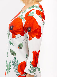 Dress 60 years "Poppy white/red"
