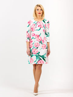 Dress 60 years "Tulip white/pink"