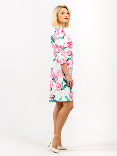 Dress 60 years "Tulip white/pink"