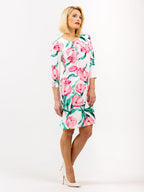 Dress 60 years "Tulip white/pink"