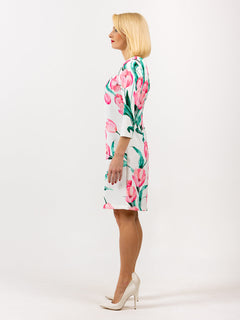Dress 60 years "Tulip white/pink"