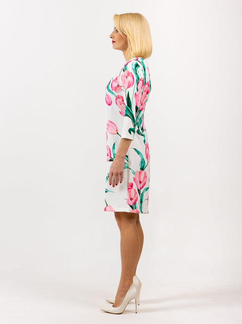 Dress 60 years "Tulip white/pink"