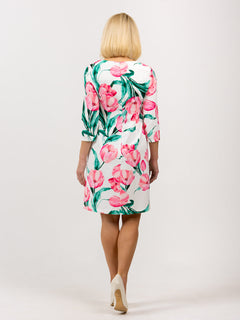 Dress 60 years "Tulip white/pink"