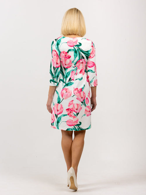 Dress 60 years "Tulip white/pink"