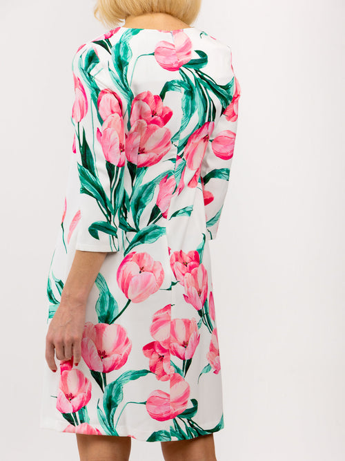 Dress 60 years "Tulip white/pink"