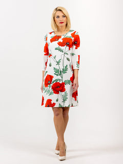 Dress 60 years "Poppy white/red"