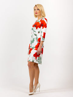 Dress 60 years "Poppy white/red"