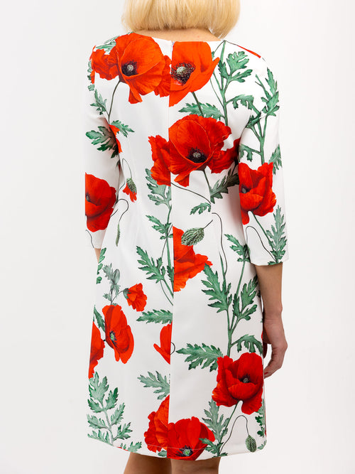 Dress 60 years "Poppy white/red"