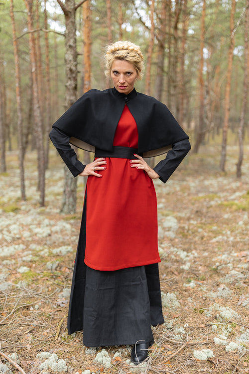 Viking Set- Dress, Apron Dress, Shoulder Cape, Belt