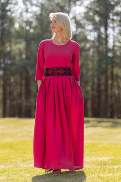 Dress "Līga" dark pink complete with belt