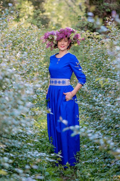 Dress "Līga" in cotton set with belt