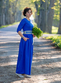 Dress "Līga" in cotton set with belt