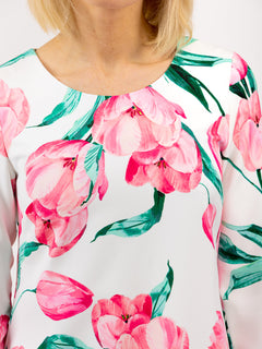 Dress 60 years "Tulip white/pink"