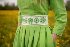 Dress "Līga" birch bud color complete with belt