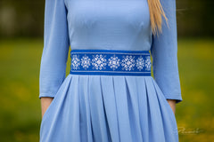 Dress "Līga" sky blue complete with belt